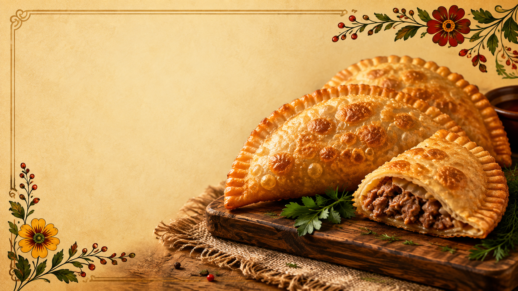 Fresh golden chebureki at Molfar House