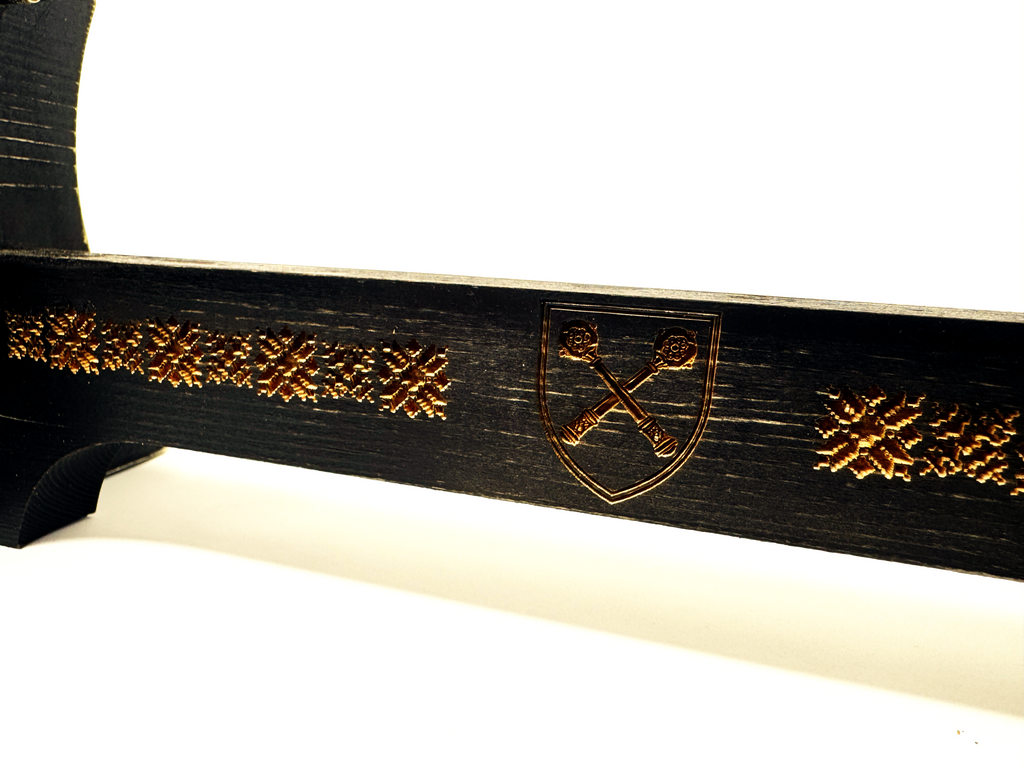 Handcrafted Ukrainian Mace (Bulava) – Wooden Ceremonial Club with Fionite Stones Inlays | Unique Gift | Cossack Decor