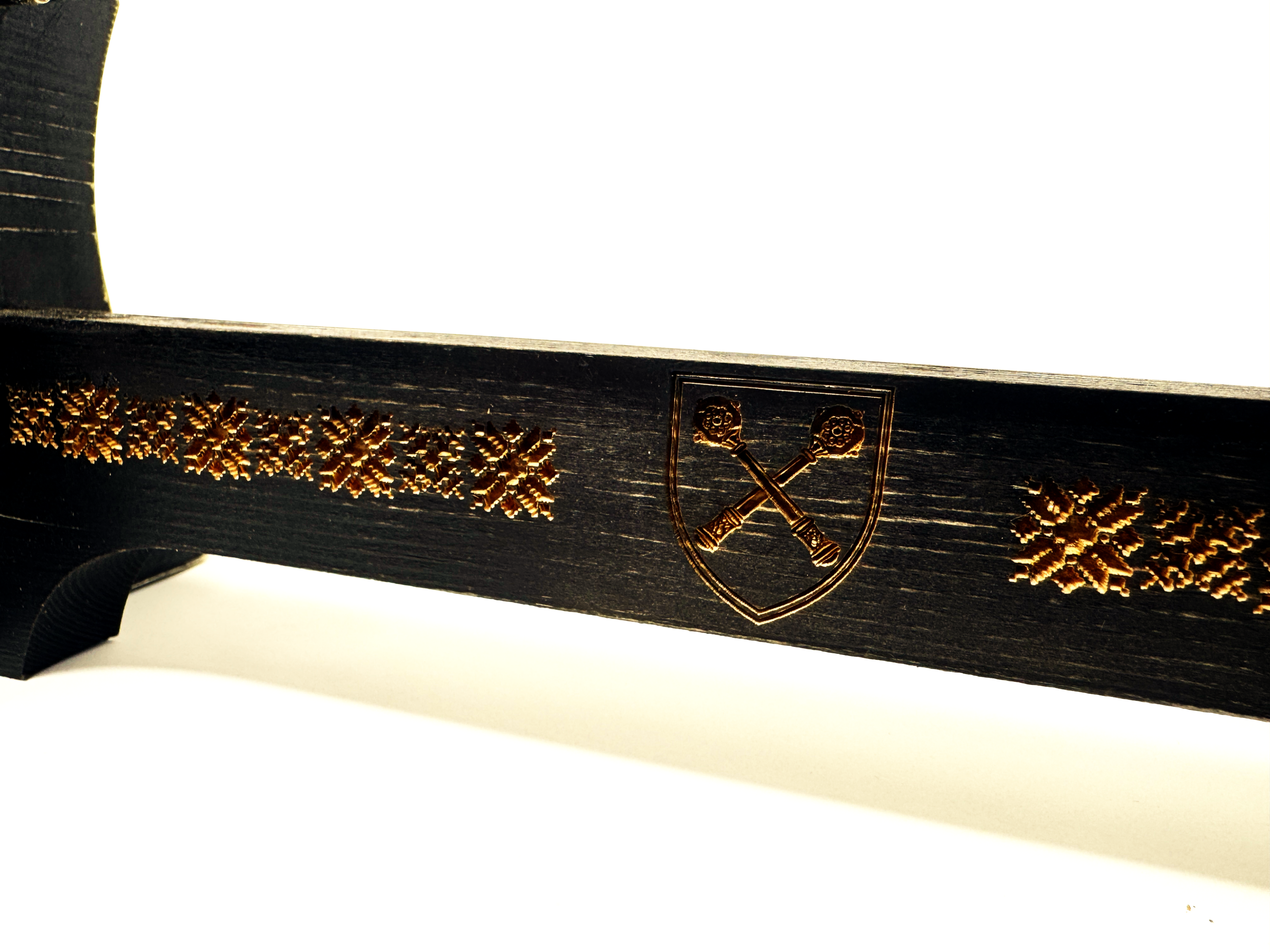 Handcrafted Ukrainian Mace (Bulava) – Wooden Ceremonial Club with Fionite Stones Inlays | Unique Gift | Cossack Decor