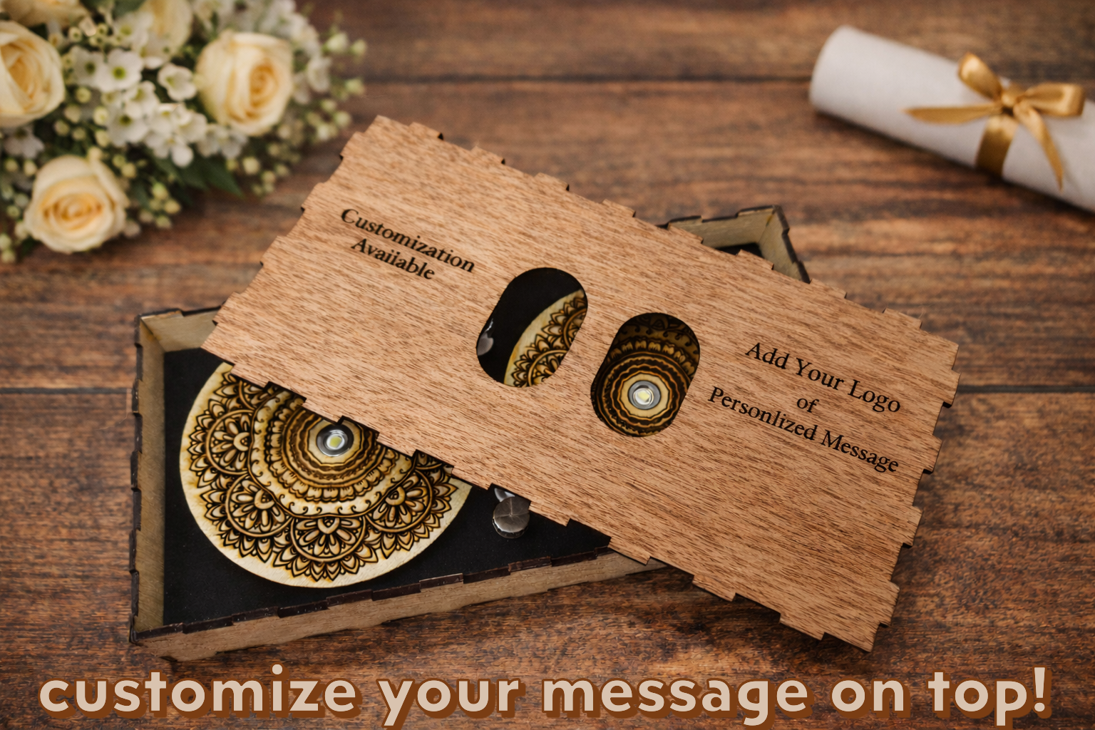 LED Drink Coasters Set of 2 (Wooden Gift Box)