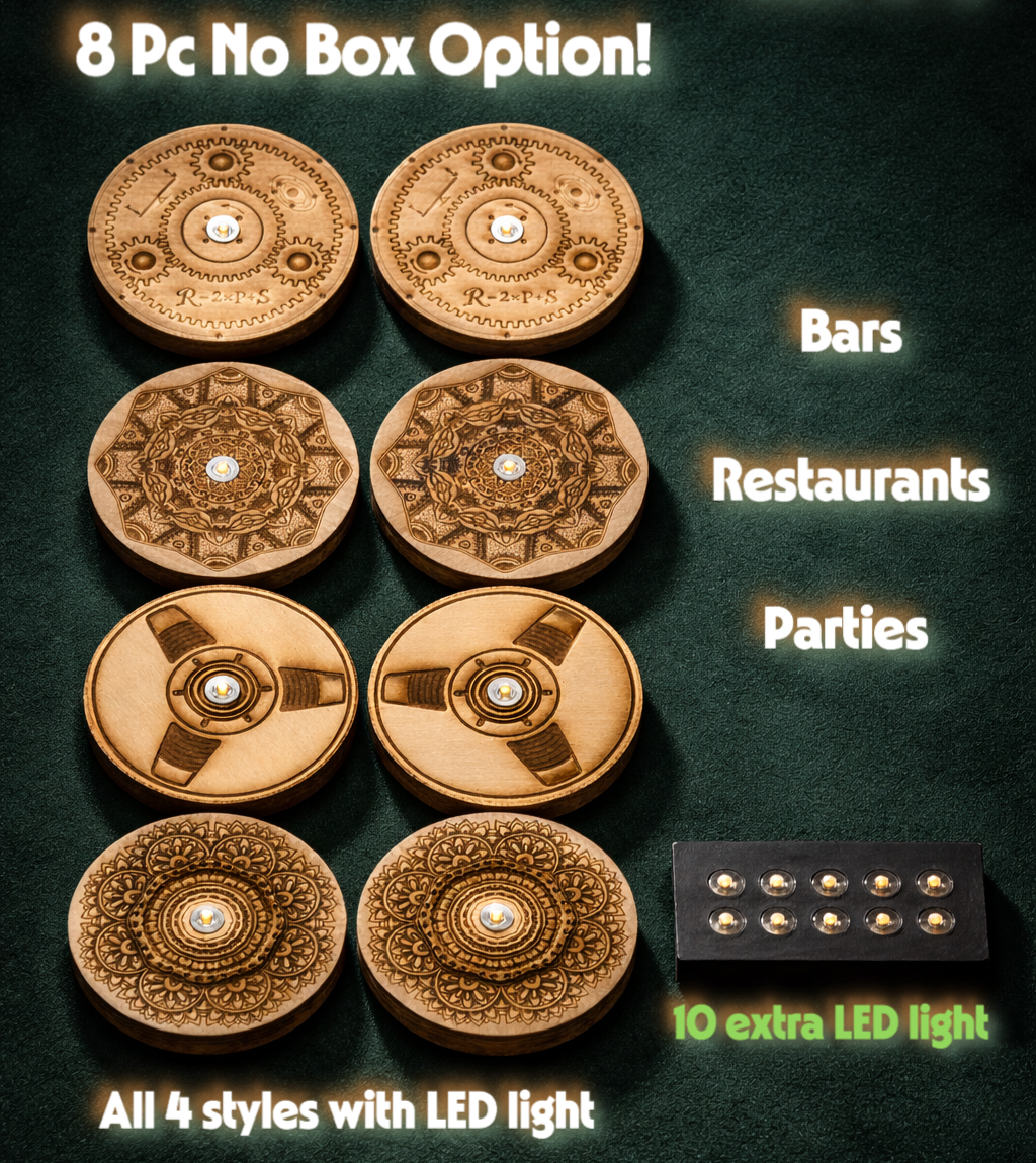 LED REFILL / Coasters – 8 Pack (No Gift Box)