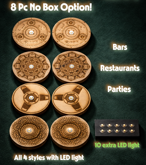 LED REFILL / Coasters – 8 Pack (No Gift Box)