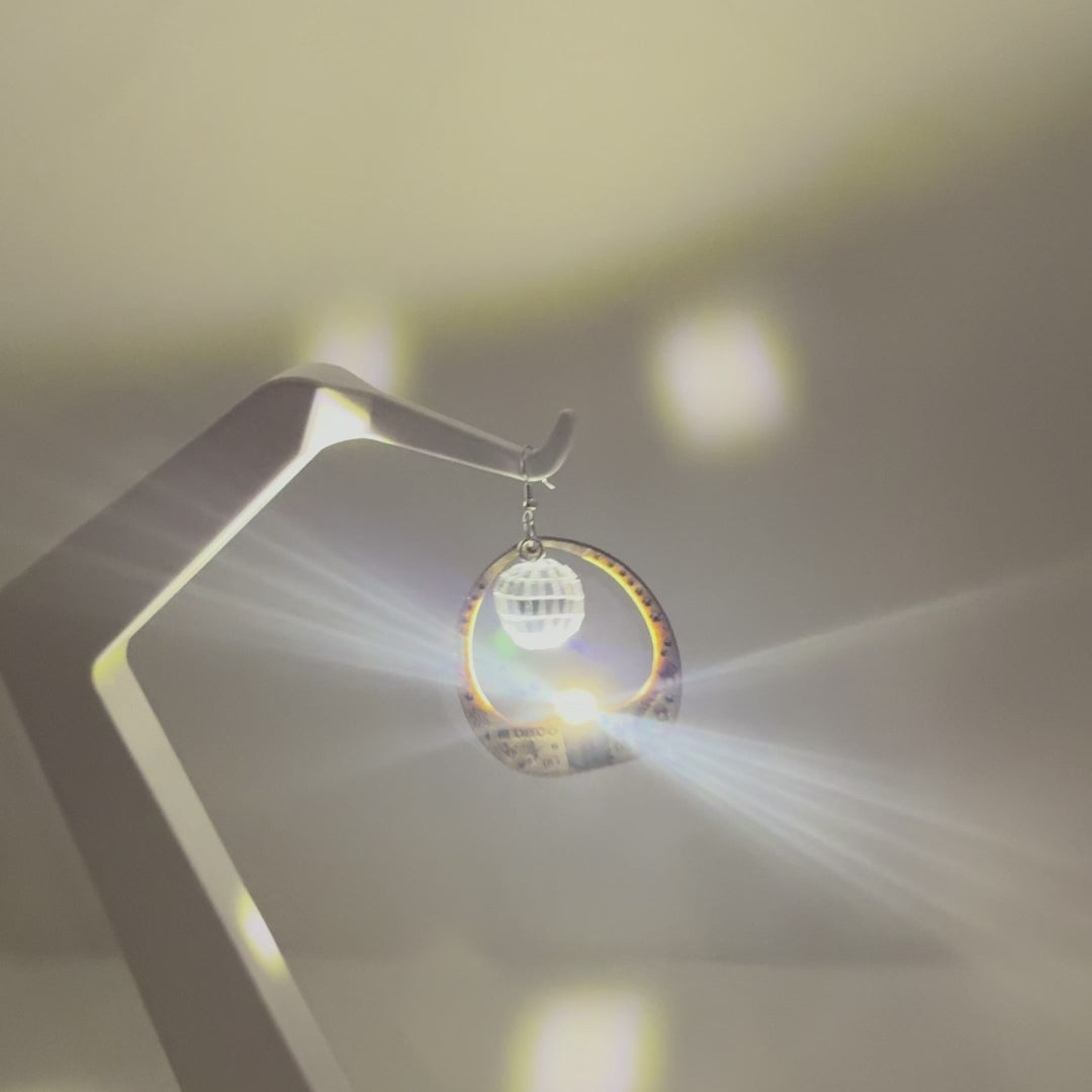 Disco Light Earrings – Light-Up Wooden Party Earrings – Funny Disco Jewelry – Festival & Night Party Accessory